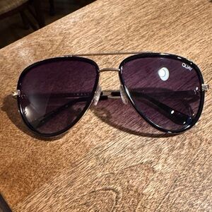 Quay Australia Black and Gold Aviator Sunglasses
